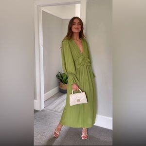 COPY - Nasty Gal Ruffle Plunging Pleated Maxi Dress